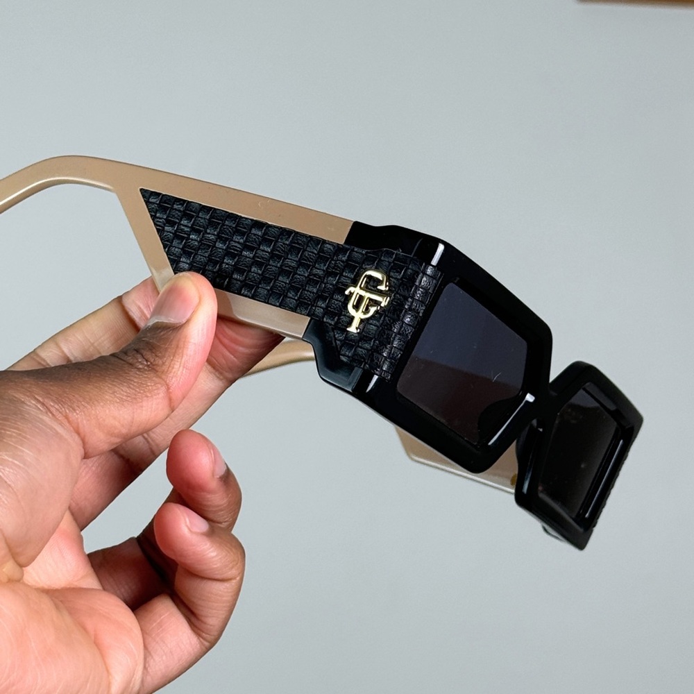 Black And Tan Rectangular Sunglasses - image 4